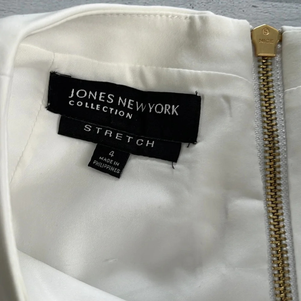Jones New York White Stretch Crocodile Print Dress 4 - Picture 6 of 8
